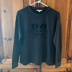 Gray Sweatshirt with Black Embroidery